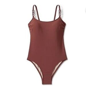 Kona Sol chain link swimsuit S one piece brown